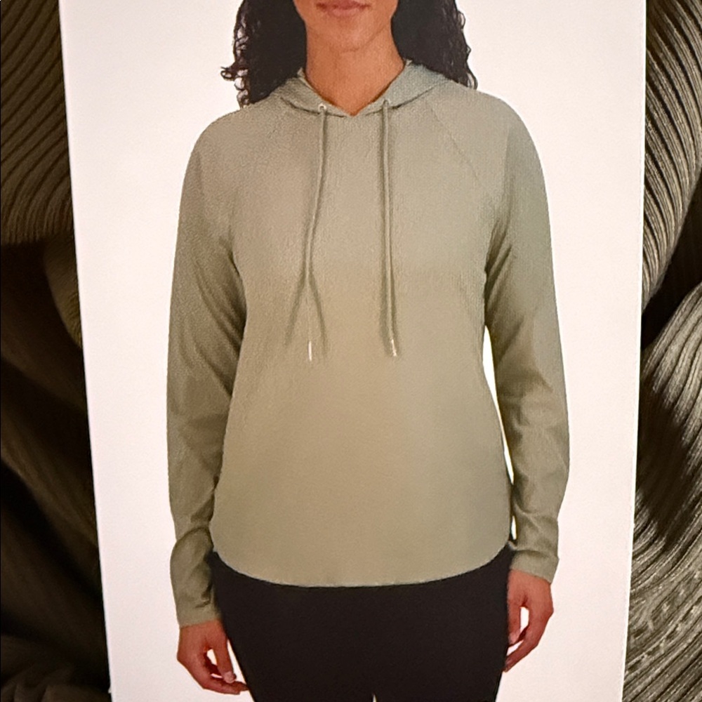 NWT Women's Green Sage Collectove Ribbed Hoodie Top Size S